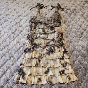 Gray, beige and black tie die mini dress